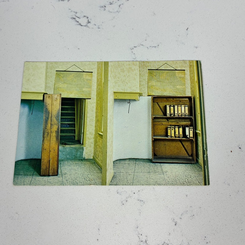 Vtg Anne Frank House Postcard Amsterdam Secret Annex Bookcase Hidden Stairs WWII